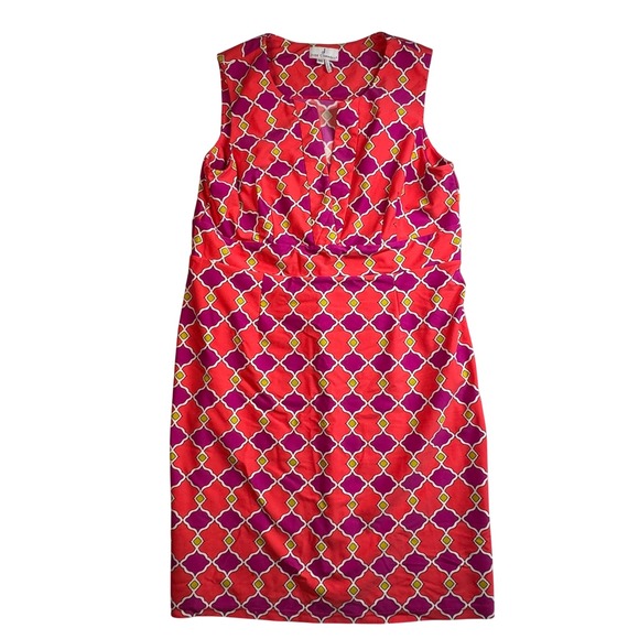 Jude Connally Dresses & Skirts - Jude Connally XL Moroccan Lattice Geometric Sleeveless Sheath Dress Preppy EAD